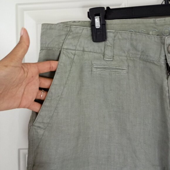 Escales Paris Casual Shorts Mens Olive Green 100% Linen Size 40 EU - Picture 3 of 13